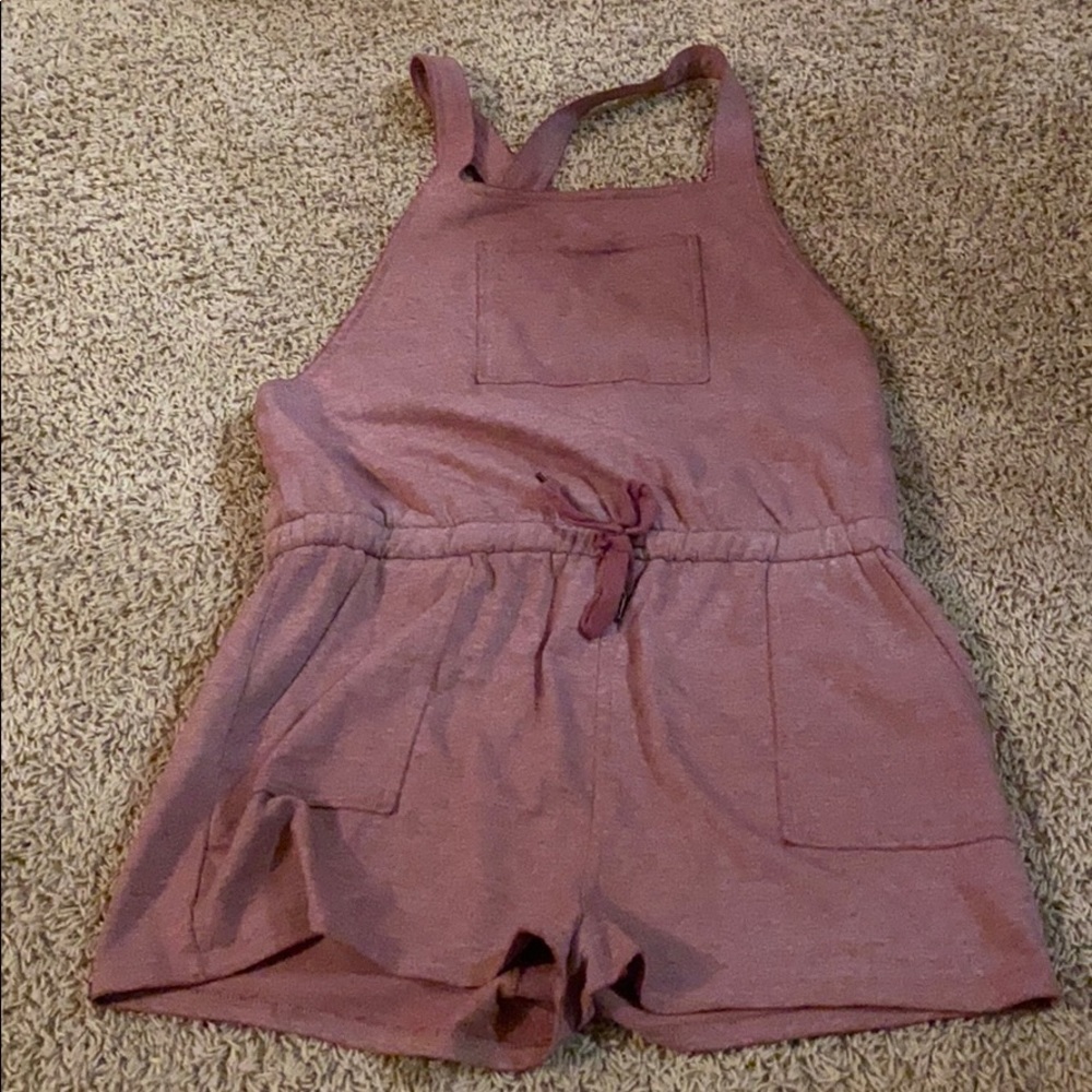 Plum Distressed Sweatshirt Material Romper